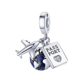 HSUERKFU 925 Sterling Silver Charms for Bracelets and Necklaces Airplane Passport Dangle Pendants Beads Charms Jewelry Beads for Women
