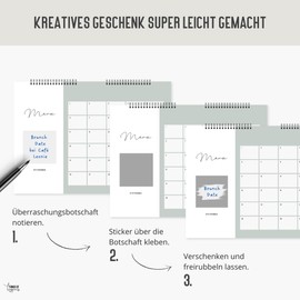 Calendar for Joint Activities, 12 Scratch Vouchers, Bucketlist Calendar, Date Night Ideas, Voucher Calendar, Gift Christmas, Birthday for Common Outings (Neutral Colourful)