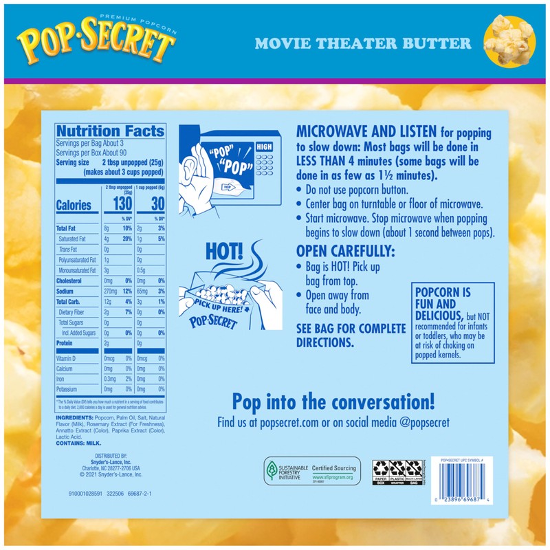 Pop Secret Microwave Popcorn, Movie Theater Butter Flavor, 3 Oz