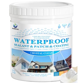 Liquid Waterproof Sealant Crystal Clear 35oz, XUDOAI Indoor Outdoor Water-Based Transparent Waterproof Coating Roof Bathroom Walls Leakage Sealing