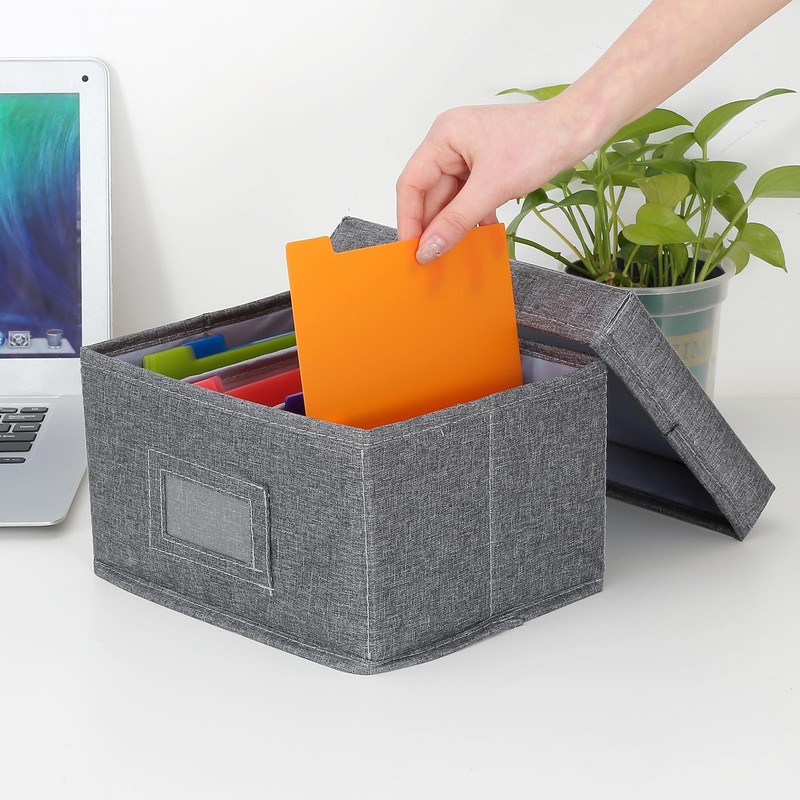 Qozary Index Card Holder 4x6 - Index Card Box With