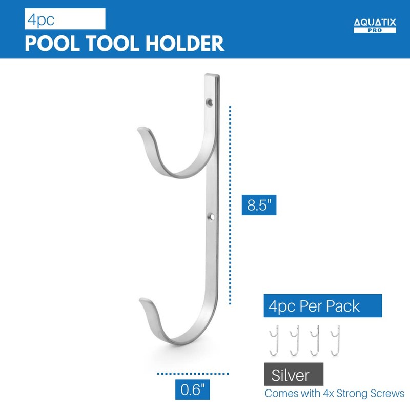 Aquatix Pro Pool Pole Hanger Premium 4pc Aluminium Holder Set,