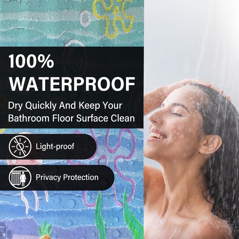 TSLOVER Anime Shower Curtains, Ocean Bathroom Curtain,Cute Shower Curtains for
