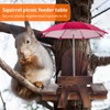 Carbonized Wood Squirrel Feeder with Umbrella, Squirrel Feeders for Outside,