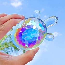 H&D HYALINE & DORA Colorful Painted Crystal Turtle Animal Figurine Collection Home Decor Paperweight