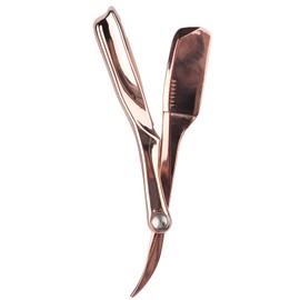 Professional Foldable Straight Edge Razor Barber Men's Shaving Razor Plating Blade Holder(Placage d'or rose )
