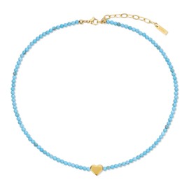 COAI Turquoise Necklace for Women, Heart Charm Crystal Necklace for Women