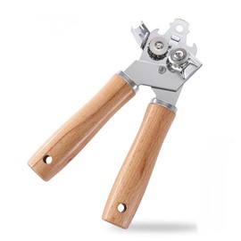 Willoghsa Manual Can Opener Made of Metal with Wooden Handle, Hand Can Opener with Sharp Blade and Smooth, Hand Can Opener, Durable, Easy to Use