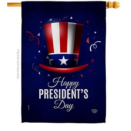 Happy President's Day House Flag Americana Star and Stripes Patriotism Independence Memorial United State American Small Decorative Gift Yard Banner Double-Sided Made In USA 28 X 40