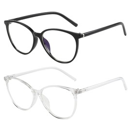 VIPBEST Blue Light Blocking Glasses for Women Men Oval Cat Eye Computer Gaming Blue Light Glasses (Black/Transparent, Cat Eye)