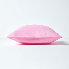 Homescapes - 100% Cotton Plain Pink Cushion Cover- 45 x 45 cm Square - 18 x 18 Inches - Soft Baby Pink- Sofa Cushion Pillow Cover - Washable