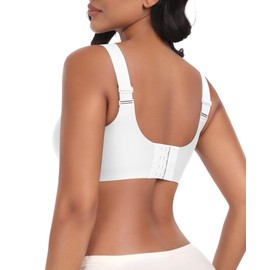 Ganado Seamless Bra Women's Without Underwire Smooth Padded Bustier Soft Bra Comfort Full Cups, White