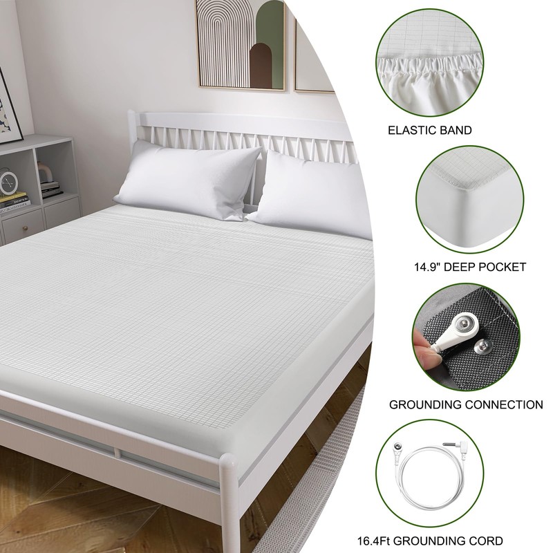 OneAmg Grounding Bed Sheet, 95% Organic Cotton & 5% Pure