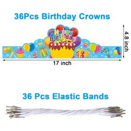 ADELULU 36 Pcs Birthday Crowns for Kids Classroom Birthday Crowns Party Hats for Kids Students Classroom School VBS Party Supplies (Cute Style)