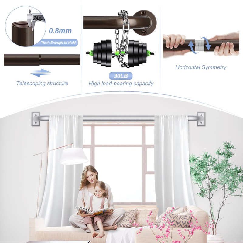 TANGWIN Bronze Wrap Around Curtain Rods 28 to 48 Inch:Blackout