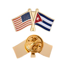 Desert Cactus Cuba Country Lapel Pin Enamel with United States USA Souvenir Hat Men Women Patriotic (Double Flag Pin)