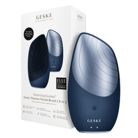 GESKE SmartAppGuided™ Sonic Thermo Facial Brush, 6 in 1, Skin Cleansing, Cleaning Brush with Heat Function, Face Massager, Electric Face Brush, Facial Cleansing Device