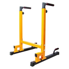 BalanceFrom Steel Frame Multi-Functional Exercise Fitness Dip Stand Station with Adjustable Height, 500 Pound Capacity, for Home Gym Workout, Yellow