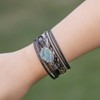FANCY SHINY Braided Leather Bangle Bracelets Boho Resin Stone Wrap