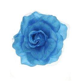 NYFASHION101 Women's Multifunction Rose Flower Sheer Petal Brooch Pin Hair Tie Clip, Turquoise