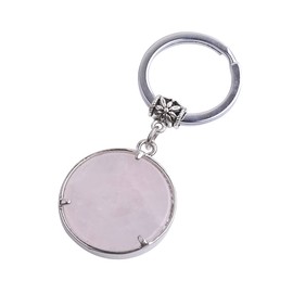 Gem-Inside 2 inches Natural Pink Rose Quartz Chakra Stone Keychains Key Chains Rings for Women Crafts Jewelry