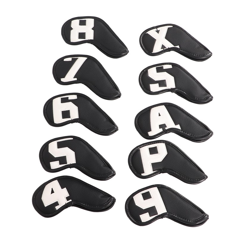 10pcs set PU Waterproof Golf Club Iron Cover Fine Sewing