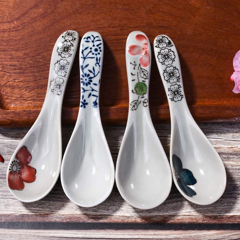 Japanese Soup Spoons Set of 4, Asian Soup Spoon for