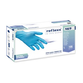 AV Spare Parts Nitrile Gloves Extra Resistant Powder Free 1 Pack of 100 Reflex N69 (L)