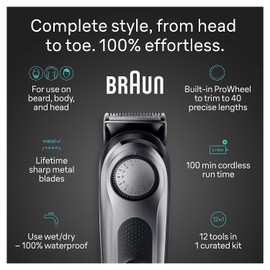 Braun All-in-One Men's Shaving Kit Series 7 7440, 12-in-1 Beard, Face, Nose, Ear Trimmer, Hair Clippers, Body Groomer and Manscaping