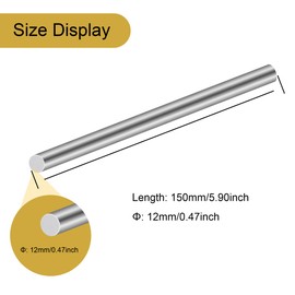LAVMHAB Stainless Steel Rods, Solid Stainless Steel Round Rods 12 mm x 150 mm, Round Rod 304 Stainless Steel Round Bars for DIY Crafts (Pack of 4)