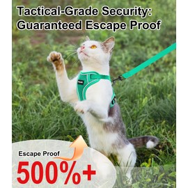 Cat Harness and Leash for Walking Escape Proof Soft Adjustable Cat Leash Breathable Comfortable Vest Easy to Wear Kitten Harness for Outdoor Travel Emerald XS