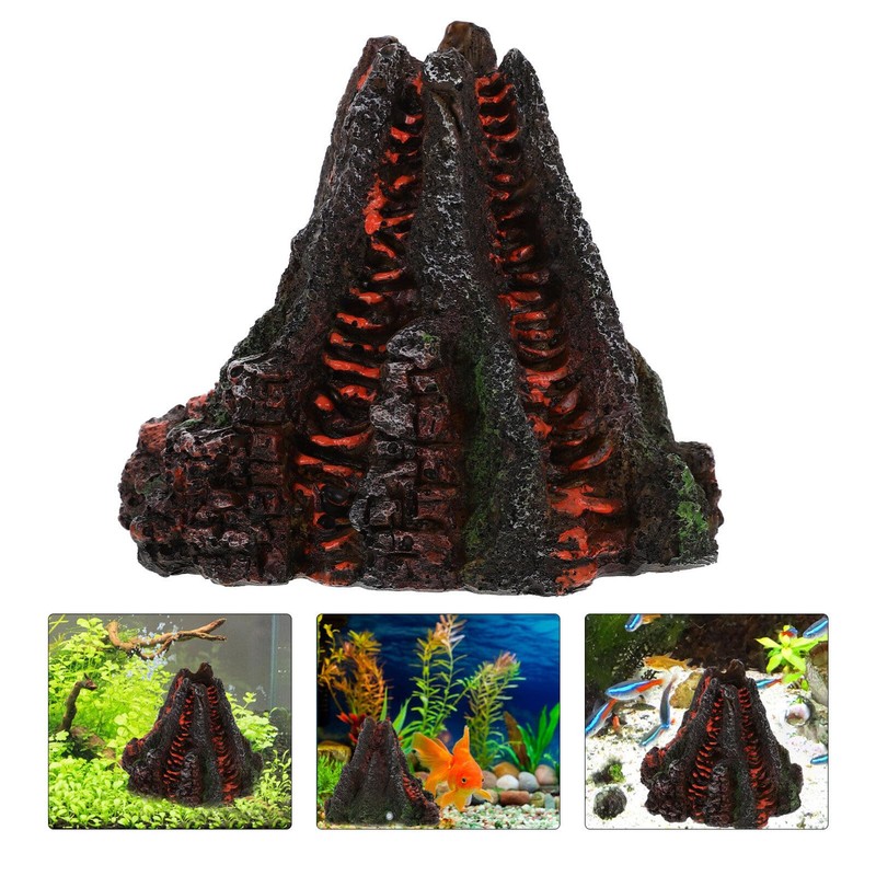 Fish Tank Volcano, Volcano , Reastic Resin Volcano Decorative Fish