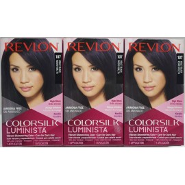Revlon Colorsilk Luminista Hair Color #107 Violet Black (Lot of 3)