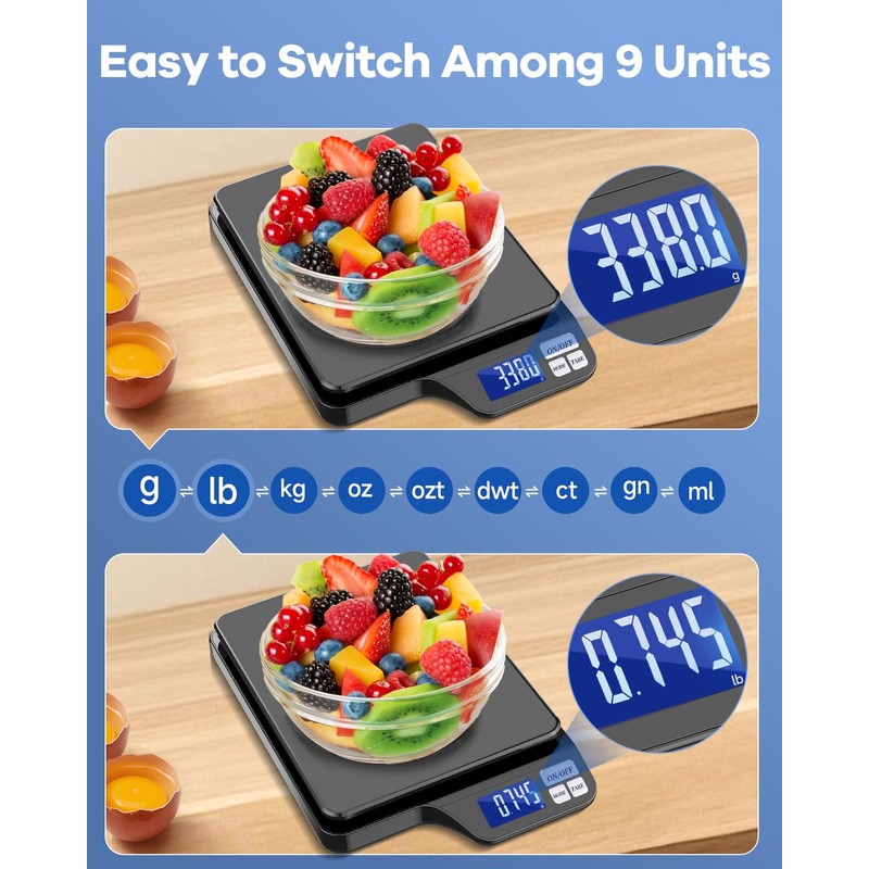 KUBEI Large 5kg/11lb Kitchen Scale with 0.1g/0.01oz High Precision, USB