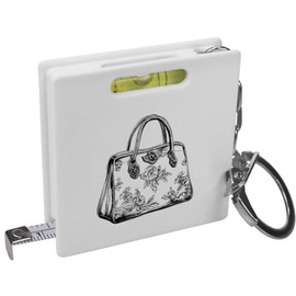 Azeeda 'Floral Handbag' Keyring Tape Measure/Spirit Level Tool (KM00039181)