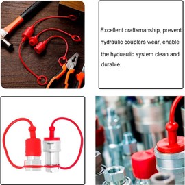 Tinbabia 4 Sets Hydraulic Quick Coupler Male Dust Cap and Female Plug Cover, Rubber Dust Caps/Plugs(-A 1/2Inch)