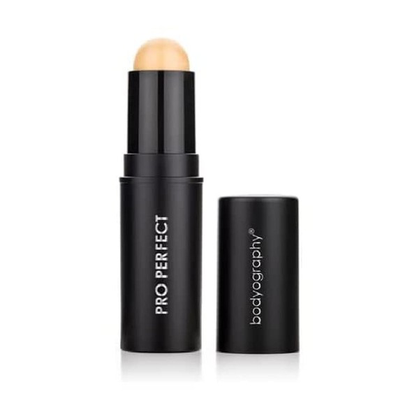 Bodyography Pro Perfect Foundation Stick - Demi-Matte Finish with A Natural Look - Enhancer for Concealing, Highlighting, and Contouring - Vitamin C & E (Wheat)