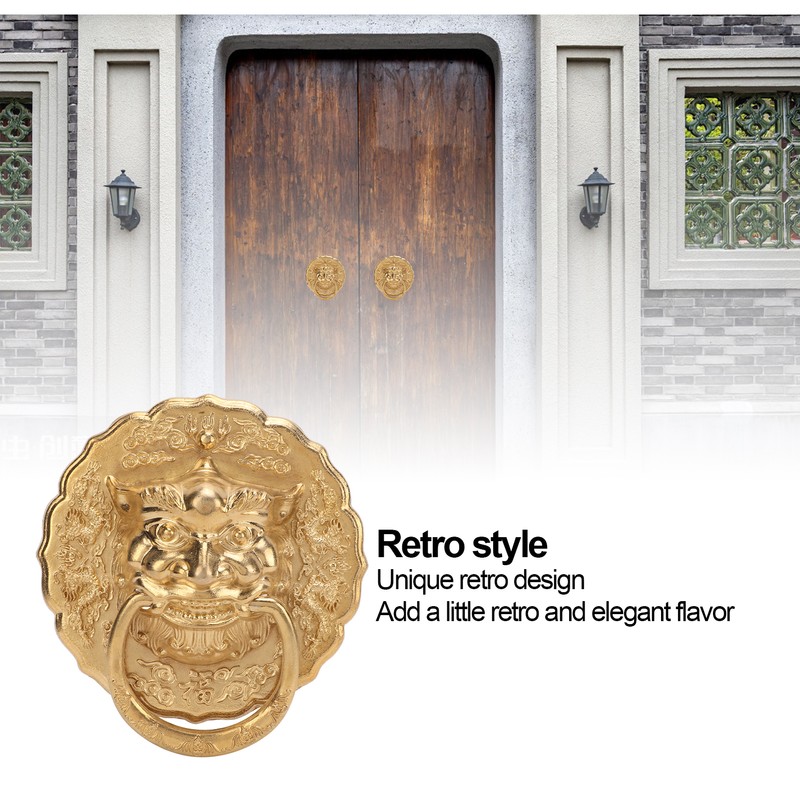 Door Knocker Chinese Animal Head Style Modelled Antique Brass Easy