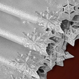 Simhomsen Embroidered Silver Snowflakes Table Runners for Christmas Holiday and Winter (Silver, 14×90 inches)