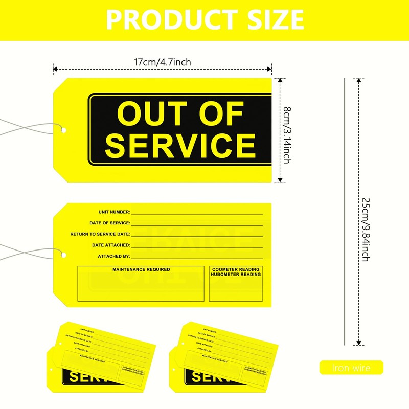 Out of Service Tags - Pack of 50 with Wires