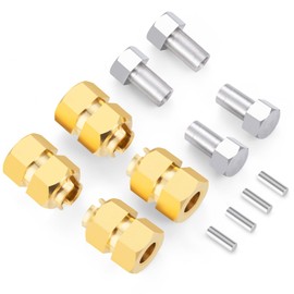 LSG 4Pcs Brass Wheel Hex Hub Extension Adapter for 1/18 Tra-xxas TRX4-M RC Crawler Car Upgrades Parts (Yellow)