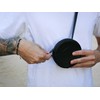skaard Round Flat Bum Bag, Genuine Leather, Black, Removable Belt,
