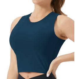 THE GYM PEOPLE Women's Medium Support Sports Bra Removable Padded Sleeveless Workout Crop Tops