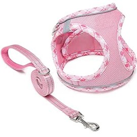 Dog Harness and Leash Set, Soft Mesh No-Chock Reflective Breathable Lightweight Vest Harnesses with Safety Buckle for Small Medium Dogs, Cats, Puppies