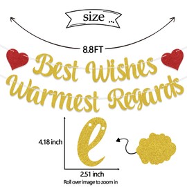 Gold & Red Best Wishes Warmest Regards Banner, Housewarming Party Decorations, Banner Sign for Schitt's Greek Birthday Decorations, Going Away Graduation Farewell Party Supplies Double-Sided