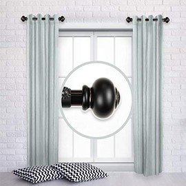 A&F Rod Decor - Orbed 1" Side Curtain Rod 12-20 inch (Set of 2) - Black