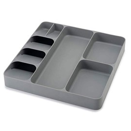 Silverware Drawer Organizer 3 in 1 Eco Friendly Plastic Multifunction Utensil Organizer for Knife Fork Chopsticks Spoon Gray