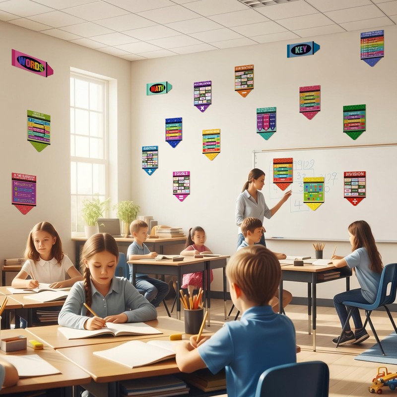 ReliThick 18 Pcs Elementary Math Poster for Beginning of The