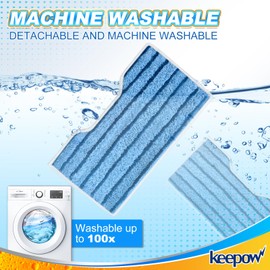 KEEPOW Reusable Mop Pads Refills, Replacement Pads Compatible with Shark Vac Mop VM252 VM200 VC205 VM250 /QM250 VM190 VM200P12, Hardwood Floor Mop Pad, Blue 1+2+3 Pads