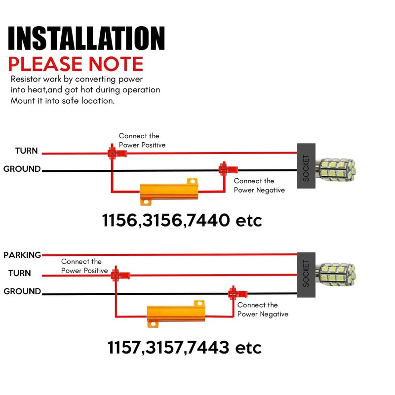 ZONETECH 50W 6Ohm LED Load Resistors - 4-Pieces Premium Quality